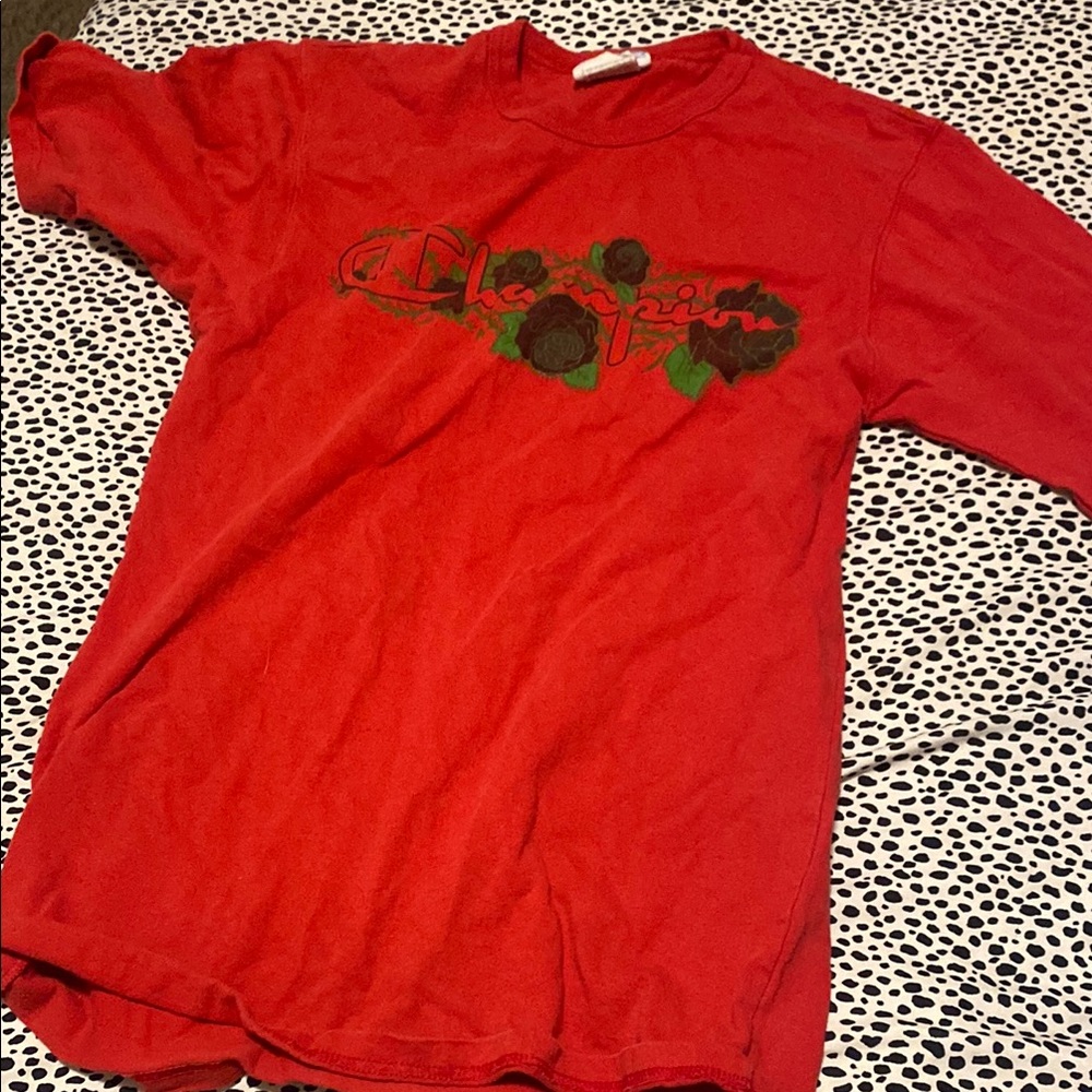 Champion Red T-Shirt with Floral Design